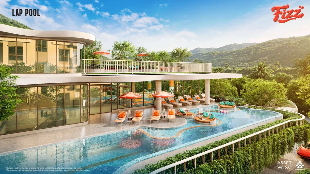 The Title FIZZ artist’s impression: Lap pool and clubhouse
